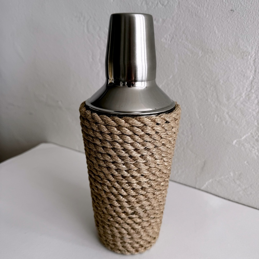 Tommy Bahama Nautical Cocktail Shaker - Metal Drink  Martini Mixer, Rope, Beach